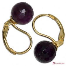 Orecchini Ametista Extra 8mm faccettato in Oro 18K mmp