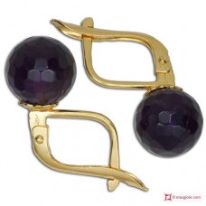 Orecchini Ametista Extra 8mm faccettato in Oro 18K m