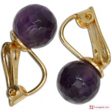 Orecchini Ametista Extra 8mm faccettato in Oro 18K clip