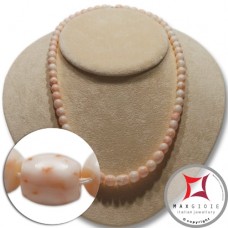 Collana Corallo bianco rosato Extra barilotti graduati 6-10mm in Oro 18K
