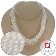 Collana Corallo bianco Extra Torchon 10 fili pallini 3½mm in Oro 18K
