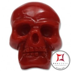 Pendente Corallo rosso incisione artistica teschio in Oro 18K id0013