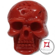 Pendente Corallo rosso incisione artistica teschio in Oro 18K id0015