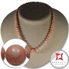 Collana Corallo rosa pelle d'angelo Extra pallini 5½-11½mm in Oro 18K