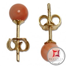 Orecchini Corallo rosa Extra 5½-6mm in Oro 18K