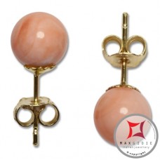 Orecchini Corallo rosa Extra 6-6½mm in Oro 18K