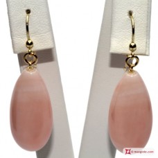 Orecchini Corallo rosa Extra mandorla 12x27mm in Oro 18K