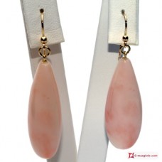 Orecchini Corallo rosa Extra mandorla 14x36mm in Oro 18K