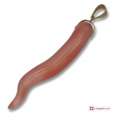 Pendente Corallo rosa Extra cornetto in Oro 18K id0202
