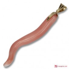 Pendente Corallo rosa Extra cornetto in Oro 18K id0204