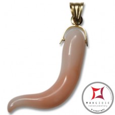 Pendente Corallo rosa Extra cornetto medio in Oro 18K id0224
