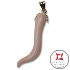 Pendente Corallo rosa Extra cornetto grande in Oro 18K id0227