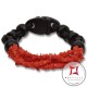 Bracciale Corallo rosso ed Ebano spezzatini 5 fili id1008