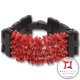 Bracciale Corallo rosso ed Ebano spezzatini 5 fili id1009