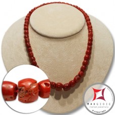 Collana Corallo rosso del Mediterraneo barilotti graduati 5-11mm in Oro 18K