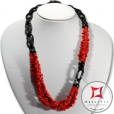 Collana Corallo rosso Ebano spezzatini 3 Fili id2307