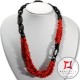 Collana Corallo rosso Ebano spezzatini 3 Fili id2307
