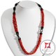 Collana Corallo rosso Ebano spezzatini 3 Fili id2308