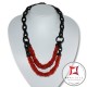 Collana Corallo rosso Ebano spezzatini 5 Fili id2311