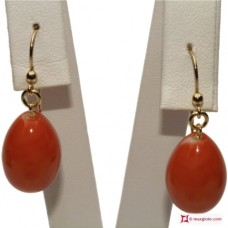 Orecchini Corallo rosso del Giappone Extra poire 12x16mm in Oro 18K