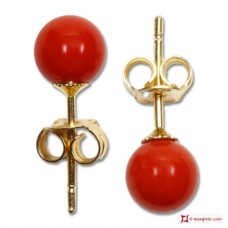 Orecchini Corallo rosso Extra 4½mm in Oro 18K