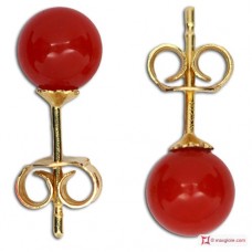Orecchini Corallo rosso Extra 5-5½mm in Oro 18K