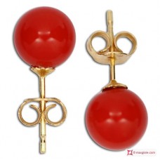 Orecchini Corallo rosso Extra 6-6½mm in Oro 18K