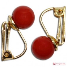 Orecchini Corallo rosso Extra 7-7¾mm in Oro 18K clip [vari diametri]