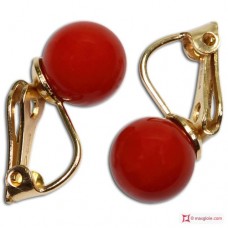 Orecchini Corallo rosso Extra 8-8¾mm in Oro 18K clip [vari diametri]