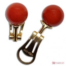 Orecchini Corallo rosso Extra 9-9¾mm in Oro 18K clip [vari diametri]