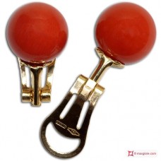 Orecchini Corallo rosso Extra 10-10¾mm in Oro 18K clip [vari diametri]