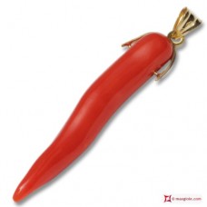 Pendente Corallo rosso Extra cornetto in Oro 18K id2013