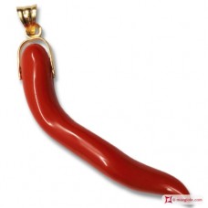 Pendente Corallo rosso Extra cornetto grande in Oro 18K id2041