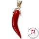 Pendente Corallo rosso Extra cornetto piccolo in Oro 18K id2080
