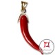 Pendente Corallo rosso Extra cornetto piccolo in Oro 18K id2084