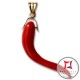 Pendente Corallo rosso Extra cornetto piccolo in Oro 18K id2092