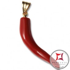 Pendente Corallo rosso Extra cornetto piccolo design napoletano in Oro 18K id2125
