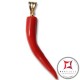 Pendente Corallo rosso Extra cornetto piccolo design napoletano in Oro 18K id2128