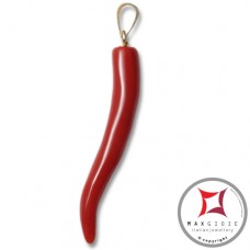 Pendente Corallo rosso Extra cornetto piccolo design napoletano in Oro 18K id2134