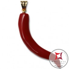Pendente Corallo rosso Extra cornetto medio design napoletano in Oro 18K id2137