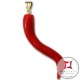 Pendente Corallo rosso Extra cornetto medio design napoletano in Oro 18K id2154