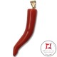 Pendente Corallo rosso Extra cornetto medio design napoletano in Oro 18K id2158