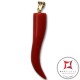 Pendente Corallo rosso Extra cornetto medio design napoletano in Oro 18K id2159