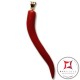Pendente Corallo rosso Extra cornetto medio design napoletano in Oro 18K id2166