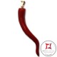 Pendente Corallo rosso Extra cornetto medio design napoletano in Oro 18K id2170