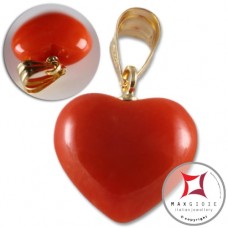 Pendente Corallo rosso Extra 6mm cuore in Oro 18K d2185