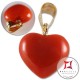 Pendente Corallo rosso Extra 6mm cuore in Oro 18K d2185