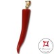 Pendente Corallo rosso Extra cornetto piccolo design napoletano in Oro 18K id2206