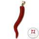 Pendente Corallo rosso Extra cornetto medio design napoletano in Oro 18K id2211