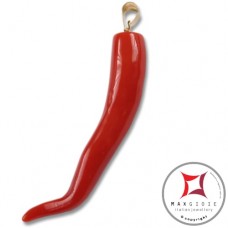 Pendente Corallo rosso Extra cornetto medio design napoletano in Oro 18K id2219
